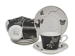 Кофейный набор 12пр, 100 мл .Butterfly 133-095 Фарфор черный