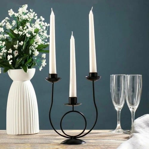 Подсвечник "Трио" 1596057 18х17 см, чёрный металл на 3 свечи