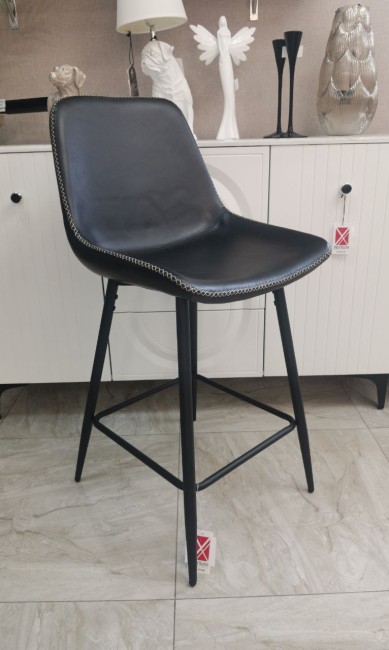 Стул полубарный DC290B мягкий, ЧЕРНЫЙ экокожа, каркас металл черный (от 2-х штук)