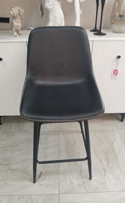 Стул полубарный DC290B мягкий, ЧЕРНЫЙ экокожа, каркас металл черный (от 2-х штук)