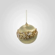 Набор из 2-х ёлочных золотистых шаров (с ободком из бисера и пайеток) 54934