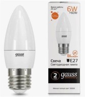Лампа светодиодная GAUSS свеча 6W 3000K E27 33216