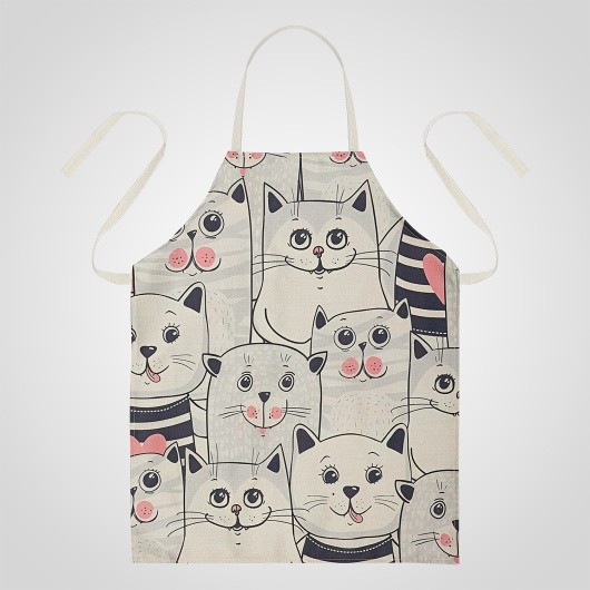 Фартук Cats & Friends серого цвета с кошками 68*55 см 00322