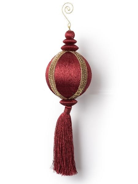 Бордовый шар с золотым узором 27 см 15074