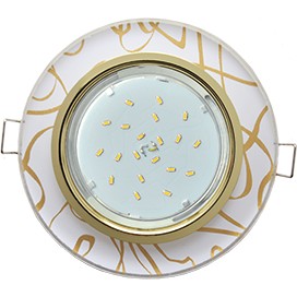 Точечный светильник Ecola GX53 H4 5310 Стекло Круг золото-золото на белом 38x126 FG53RNECH
