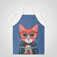 Фартук Cats & Friends синего цвета с кошкой 68*55 см 00319