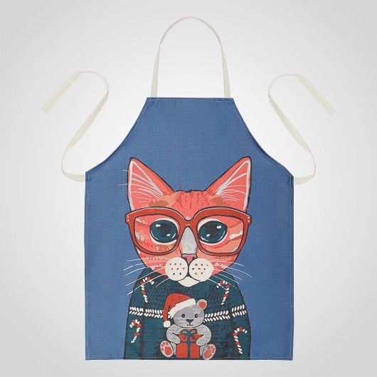 Фартук Cats & Friends синего цвета с кошкой 68*55 см 00319