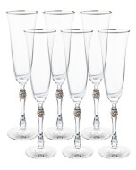 Рюмка для шампанского "PARUS"; Декор "Отводка платина, платиновый шар", 190 мл  (набор 6 шт) БСС0250