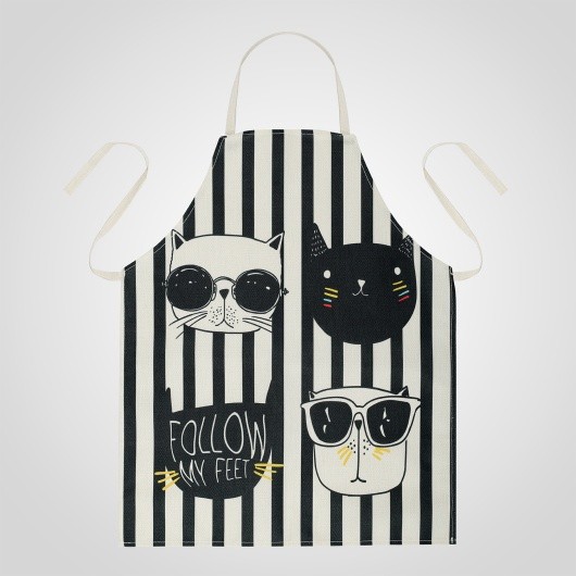 Фартук Cats & Friends черно-белого цвета с кошкой в полоску 55*68 см 00330 Фартук Cats & Friends черно-белого цвета с кошкой в полоску 55*68 см 00330