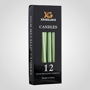 Набор из 12 зеленых свечей 7314-10зел