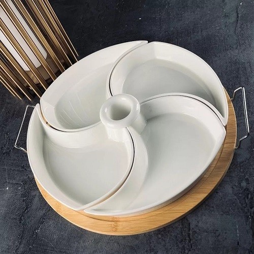 Менажница 28см на подставке BAMBOO Фарфор,бамбук 140-097