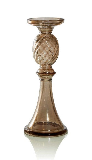 Подсвечник Adler ФЛОРЕНС F21068 янтарный, стекло,13х32 см