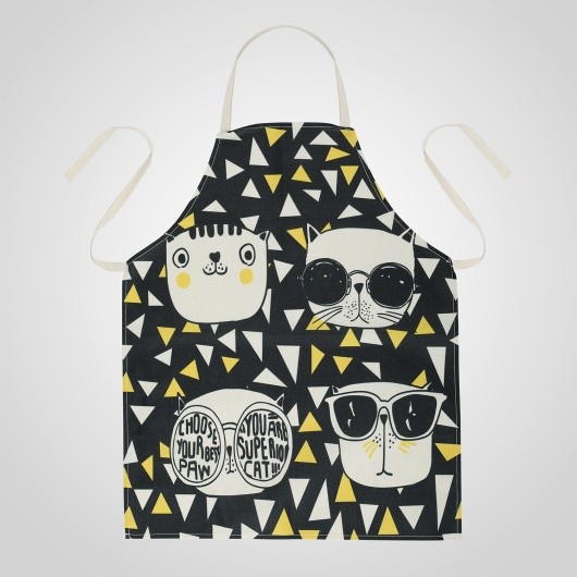 Фартук Cats & Friends черного цвета с кошками современным принтом 55*68 см 00331 Фартук Cats & Friends черного цвета с кошками современным принтом 55*68 см 00331