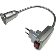 Переходник Экола вилка-патрон Е27 гибкий 300мм с выкл серебр APF7SSEAY