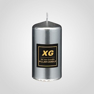 Серебристая интерьерная свеча "Pillar candle" М 7314-8сереб