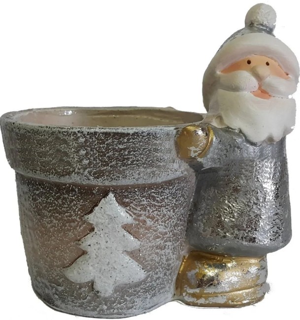 Дед мороз у горшка НФ030 Н-13см,D-7cм КАШПО