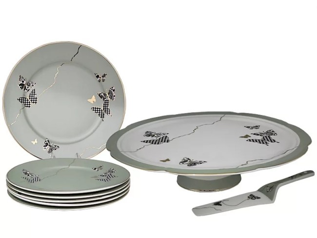 Набор для торта из 8пр. Butterfly 133-094 Фарфор зеленый