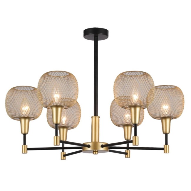 Потолочная люстра ЭКОНОМСВЕТ G11061/6BK+GD GD