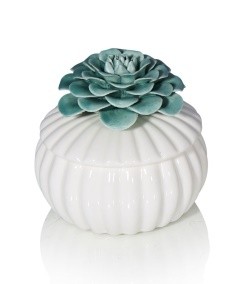 Шкатулка с цветком Amelia (G) ФЛОРЕНС 325445 зелено-белый, керамика, 9х8 см