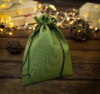Мешочек подарочный из холщи, 20*28см, зеленый 2909484