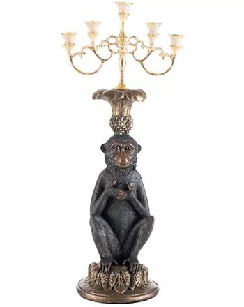 Декор обезьянка с подсвечником h29 см 14718