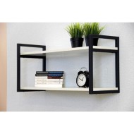 Полка настенная Лофт-1 7295414 800х280х380 белый/черный матовый