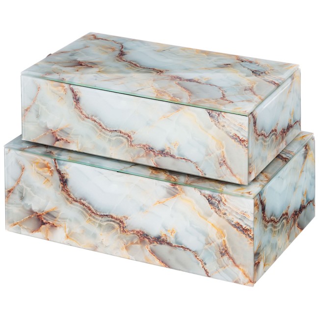 НАБОР ШКАТУЛОК ИЗ 2-Х ШТ КОЛЛЕКЦИЯ "МРАМОР" 21*12**6,5 СМ / 23*15*8,5 СМ 06-342