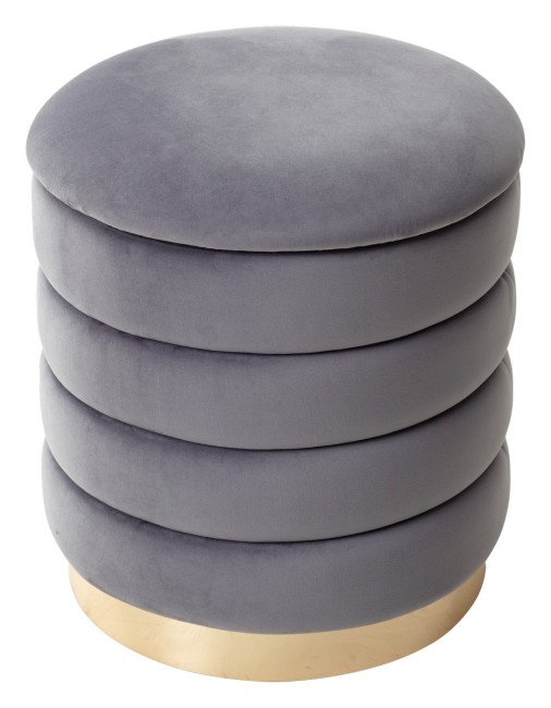 Пуф для гостиной ФРЕД серый #27, велюр / золотой каркас 461MC04440