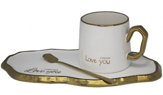 Чашка с блюдцем и ложкой 106-077 280мл