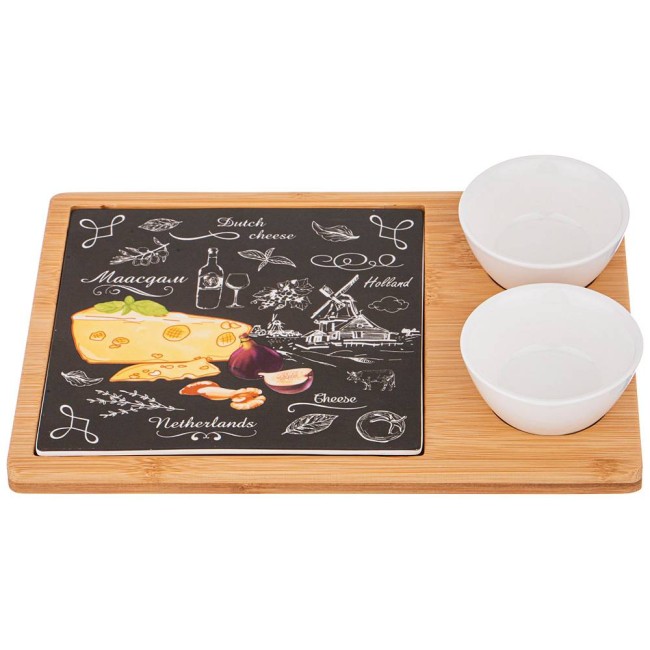 НАБОР ДЛЯ СЫРА "СЕКРЕТНЫЕ ИНГРЕДИЕНТЫ" 3 ПРЕДМЕТА ЧЕРНЫЙ 25*17*4 СМ 263-1184