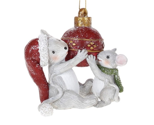 Фигурка подв."Мышата с ёлочной игрушкой" 707-078