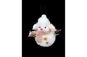 Елочная игрушка снеговик в шапке мал 10см 19-234