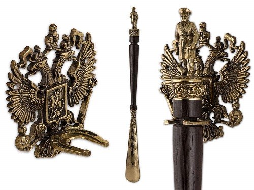 Рожок для обуви "Генерал" с крючком, латунь НРО-15 генерал