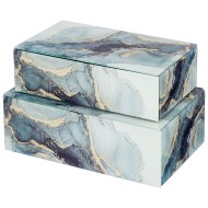 НАБОР ШКАТУЛОК ИЗ 2-Х ШТ 06-344 КОЛЛЕКЦИЯ "МРАМОР" 21*12**6,5 СМ / 23*15*8,5 СМ