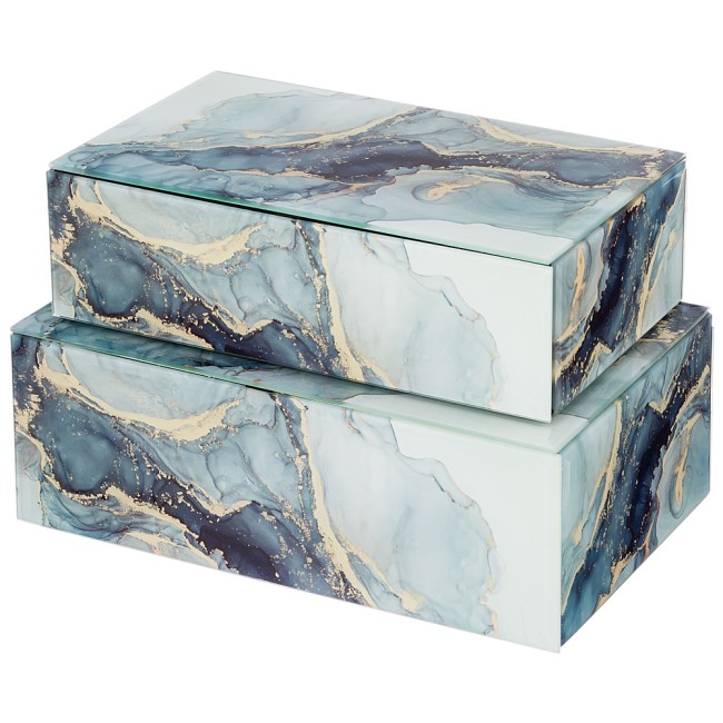 НАБОР ШКАТУЛОК ИЗ 2-Х ШТ 06-344 КОЛЛЕКЦИЯ "МРАМОР" 21*12**6,5 СМ / 23*15*8,5 СМ