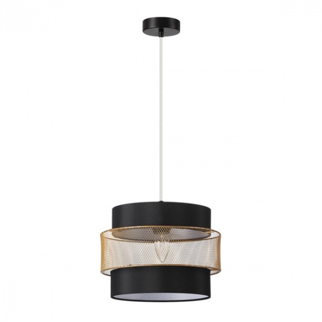 Подвес 8003/1A MODERNI LN24 черный/черный, золотой металл/металл, текстиль Е27 60W 220V ANIMAISA