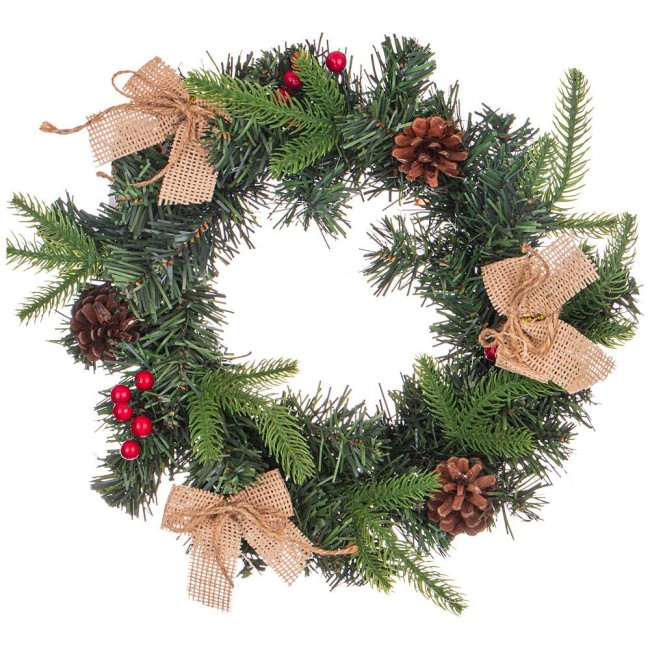 ИЗДЕЛИЕ ДЕКОРАТИВНОЕ "ВЕНОК С КРАСНЫМИ ЯГОДАМИ" АРТИ-М 161-202 ДИАМЕТР=30 СМ