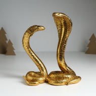 Сувенир полистоун "Две кобры - танец" золото 20х11,5х23 см 10323399