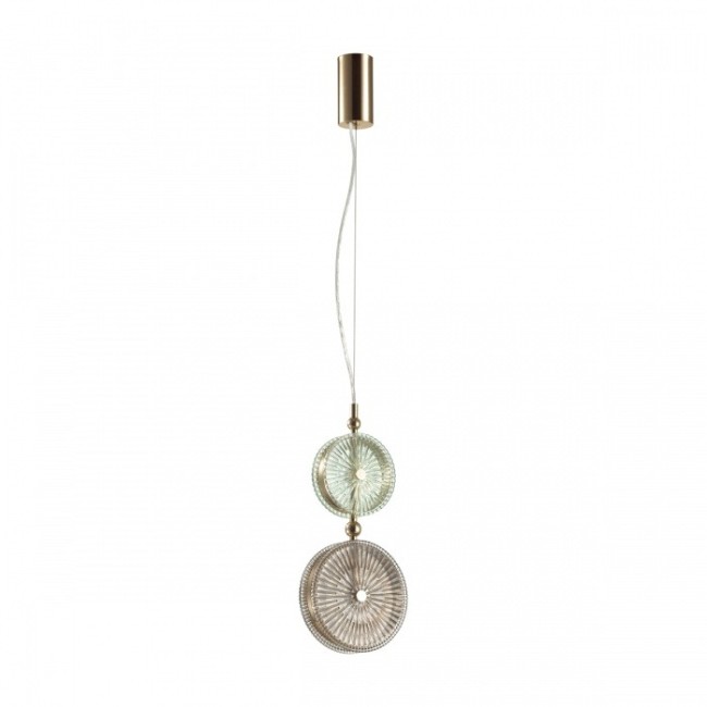 Подвес 5412/13LD L-VISION ODL_EX23 50 золотой/зеленый/св.коричневый металл/стекло 13W 4K CARAMELLA