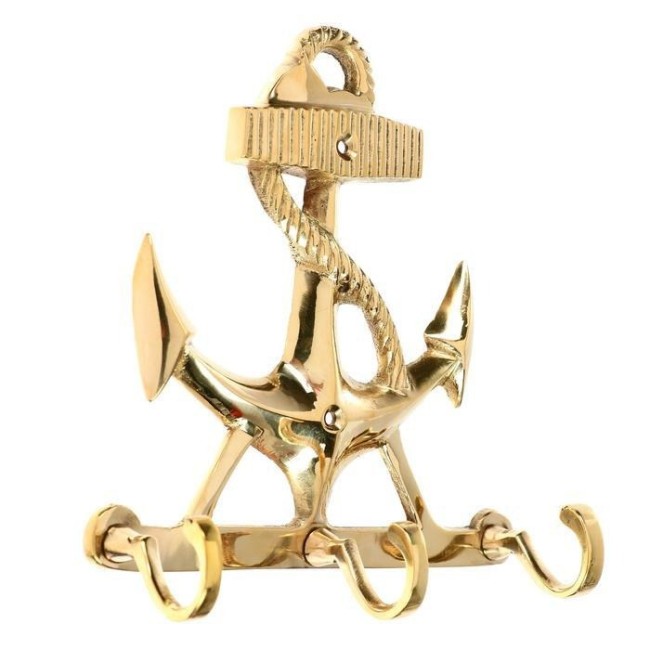 Вешалка "Якорь" на 3 крючка, латунь 8809082