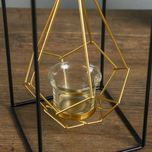 Подсвечник металл на 1 свечу "Пирамида в прямоугольнике" 3736872 26х13х13 см