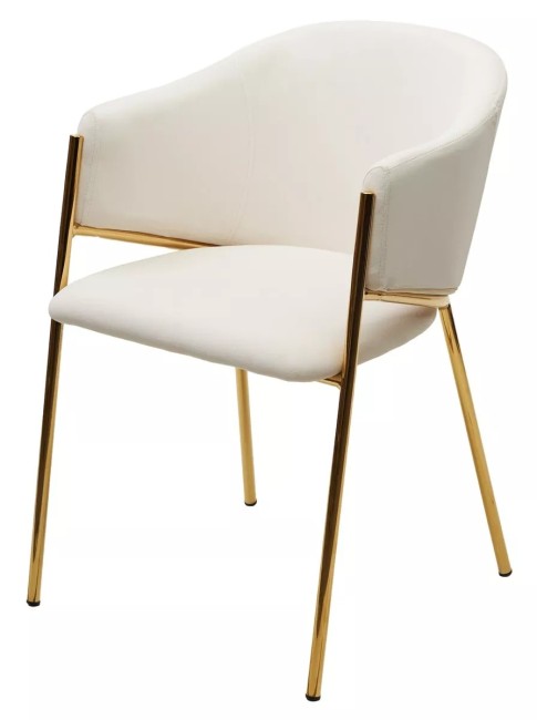 Стул DILL MOMO-01 молочный, велюр "беспальчиковый"/ золотой каркас 629M05375 (от 2-х штук)