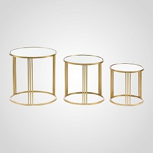 Дизайнерский Набор из Золотистых Зеркальных Металлических Подставок (из 3-х шт.) 71072 Дизайнерский Набор из Золотистых Зеркальных Металлических Подставок (из 3-х шт.) 71072