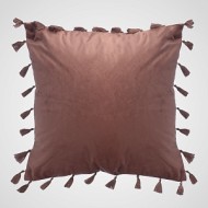 Интерьерная Бархатная Подушка с Бахромой Цвета Розовой Пудры CS-ML520-3