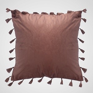 Интерьерная Бархатная Подушка с Бахромой Цвета Розовой Пудры CS-ML520-3