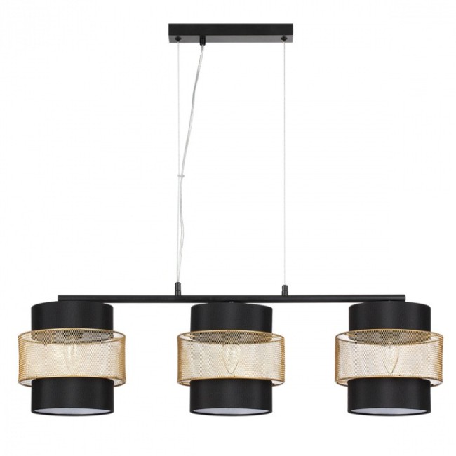 Подвес 8003/3A MODERNI LN24 черный/черный, золотой металл/металл, текстиль Е27 3*60W 220V ANIMAISA