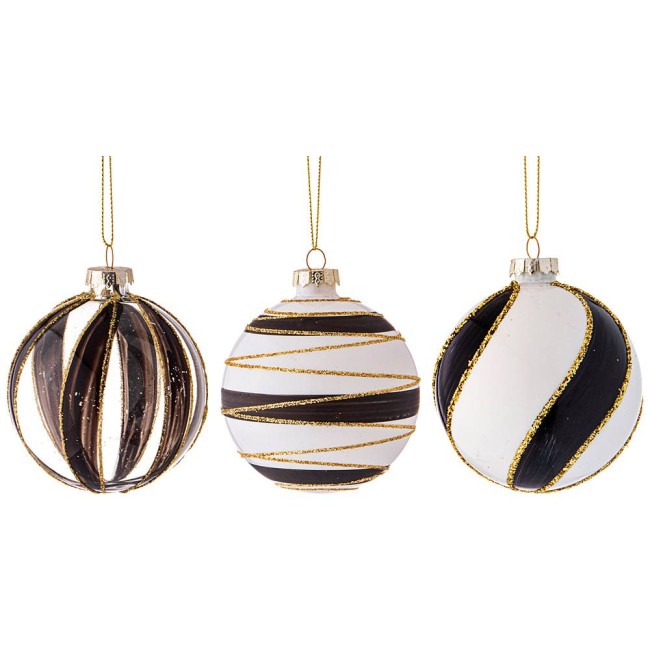 НАБОР ШАРОВ ИЗ 3 ШТ АРТИ М 862-376 КОЛЛЕКЦИЯ "НОВОГОДНЯЯ НОЧЬ" ДИАМЕТР=8 СМ