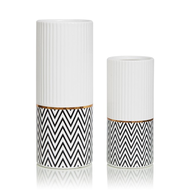 Керамическая ваза Sekula ФЛОРЕНС 397189 черно-белый, керамика, 9х22 см