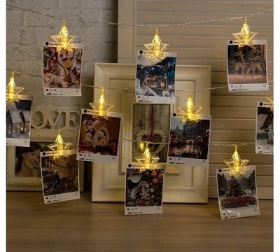 Гирлянда "Нить. Прищепки-звёзды", 4,5м, 20 LED, т.белый 4445725