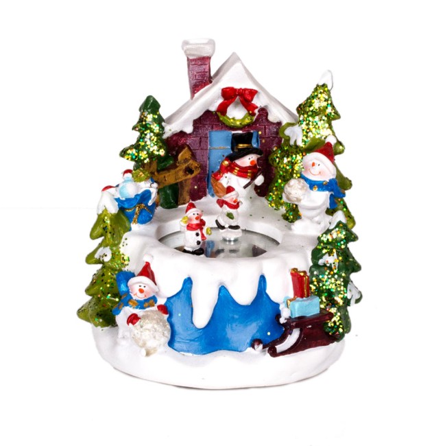 Статуэтка Снеговики на катке (муз.) 14,5х14,5х17,5 см TG787 57701